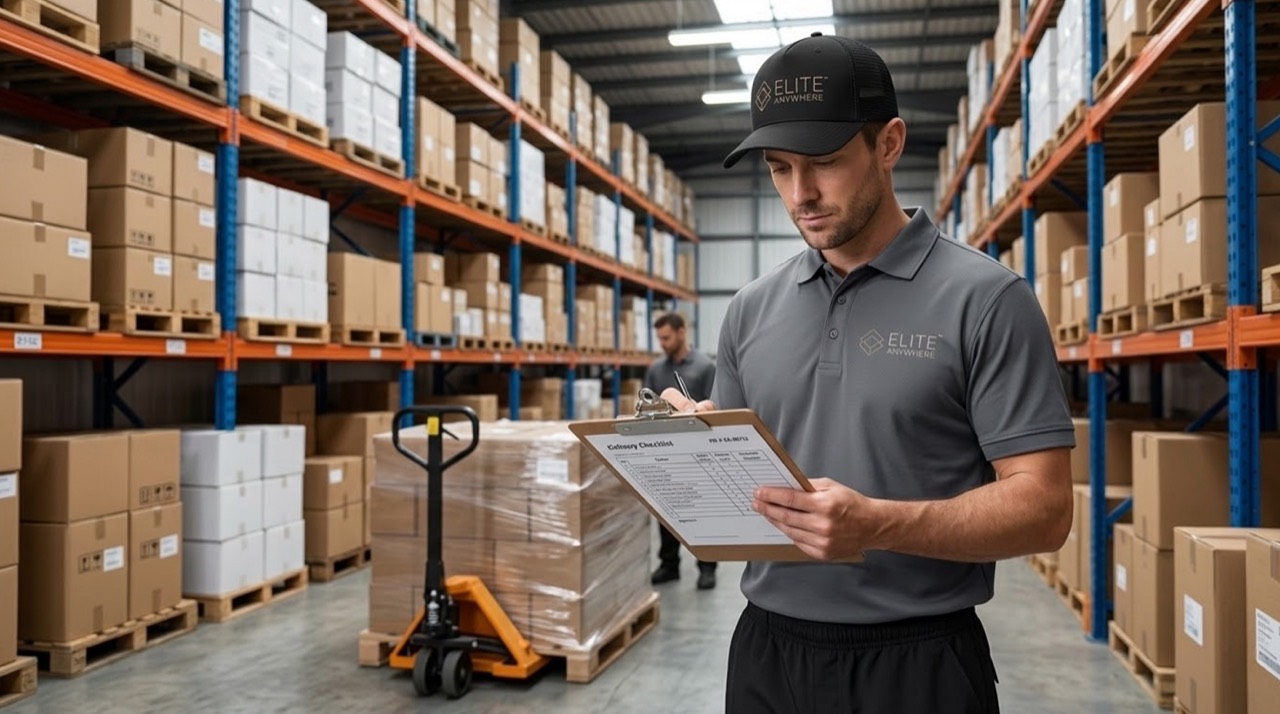 Elite Anywhere warehouse storage with inventoried goods on racking